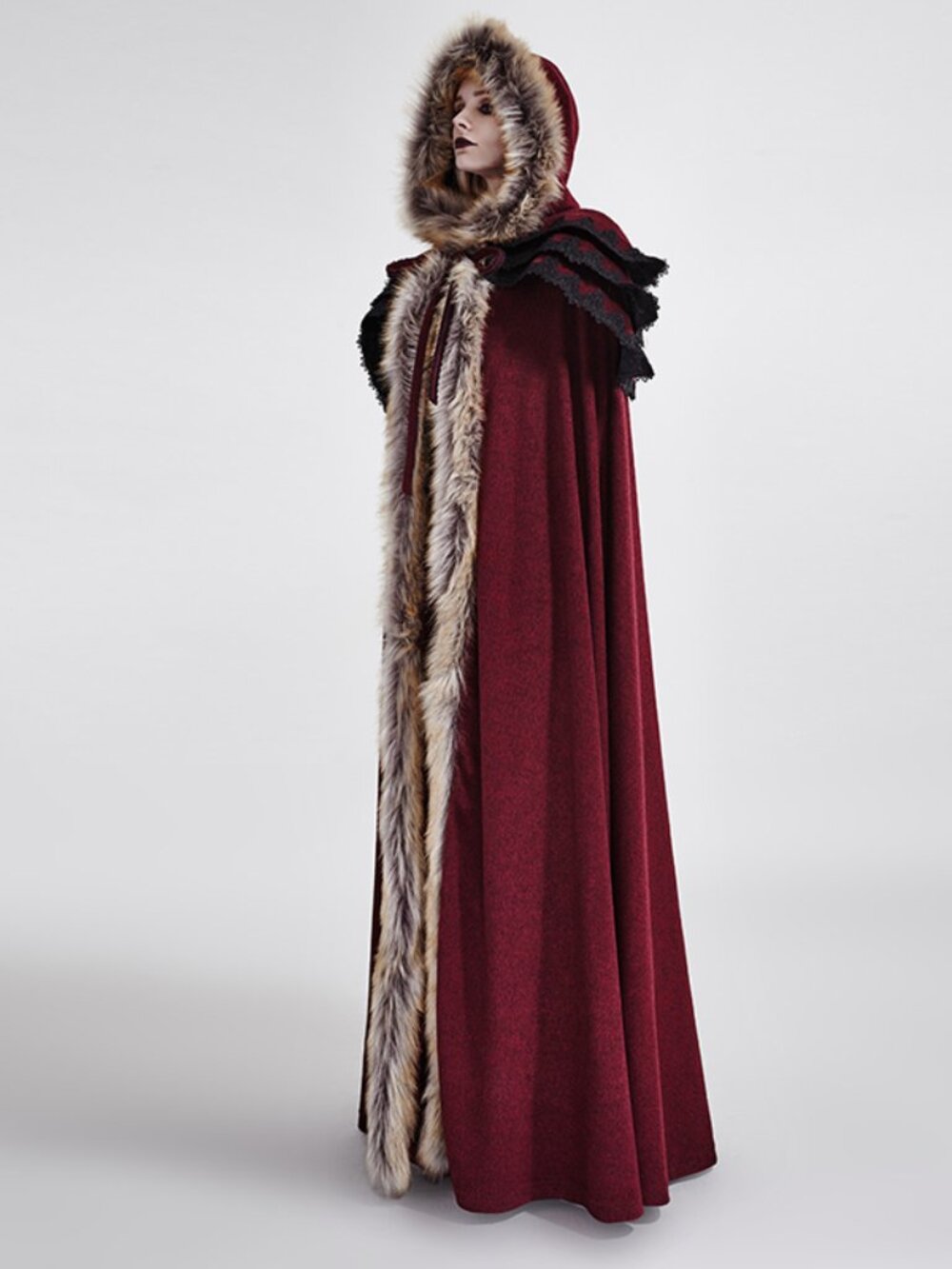 Gothic Wool Collar Long Cloak